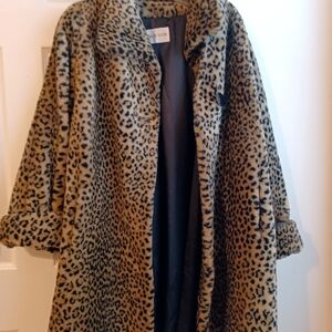 Faux Cheetah Print Coat